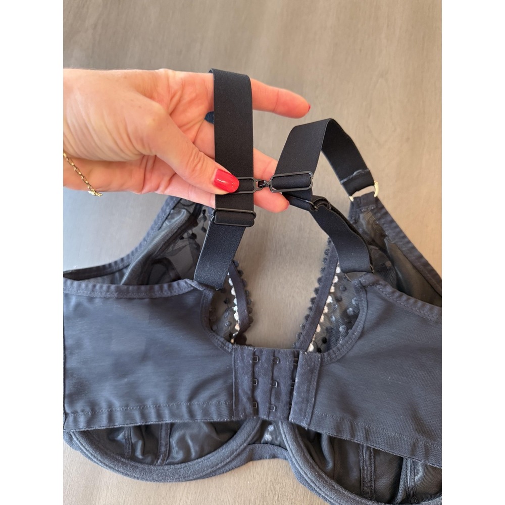 Elomi Matilda Bra Womens UK 34H Black Underwire Sheer Mesh Plunge Unlined J-Hook - Picture 7 of 14